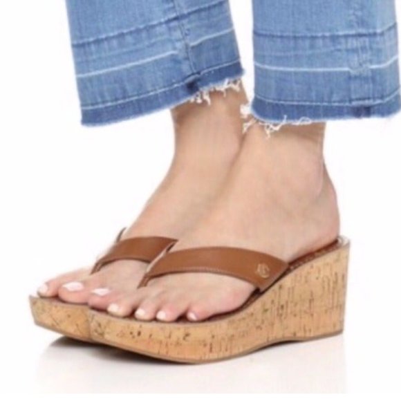 Sam Edelman Shoes - Sam Edelman I Tan Romy Wedge Thong Sandel Size 7.5